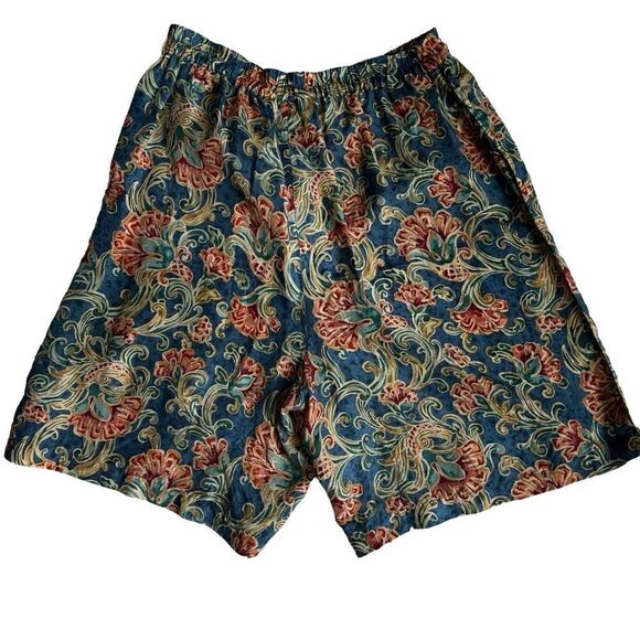Y2K Silk Xposure Shorts Paisley Blue Red High Waist Elastic SZ S - Picture 3 of 15